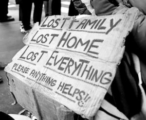 homeless sign lost home
